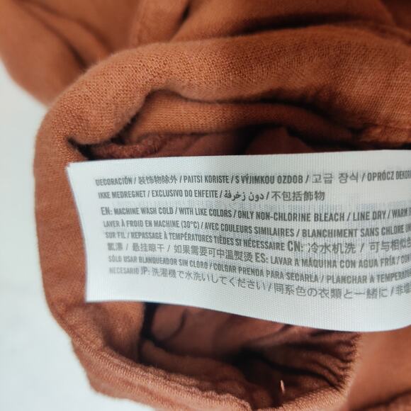 Abercrombie & Fitch Linen Blend Wide Leg Pull On Pants Medium Rust Brown Coastal - Picture 7 of 12